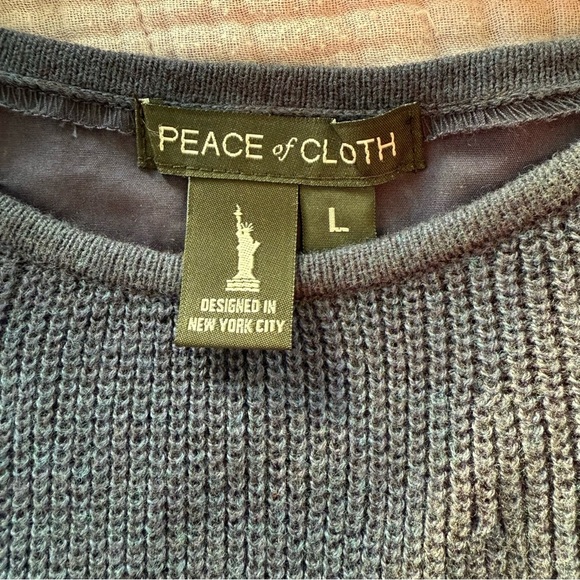 Peace of Cloth Cotton/Cashmere Navy Top, Size L - Picture 5 of 9